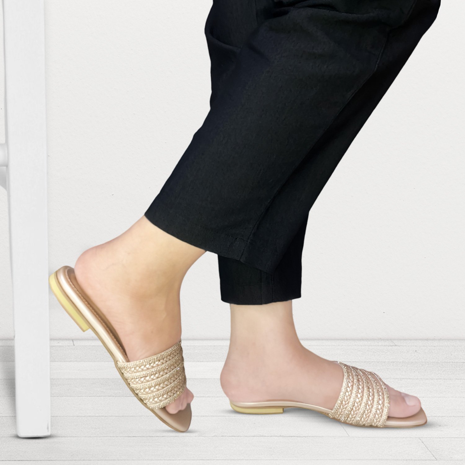 LYDIA FLAT SLIPPER | ROSE GOLD - Image 2