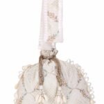 Off White And Multi Faux Silk Stone Embroidered Potli