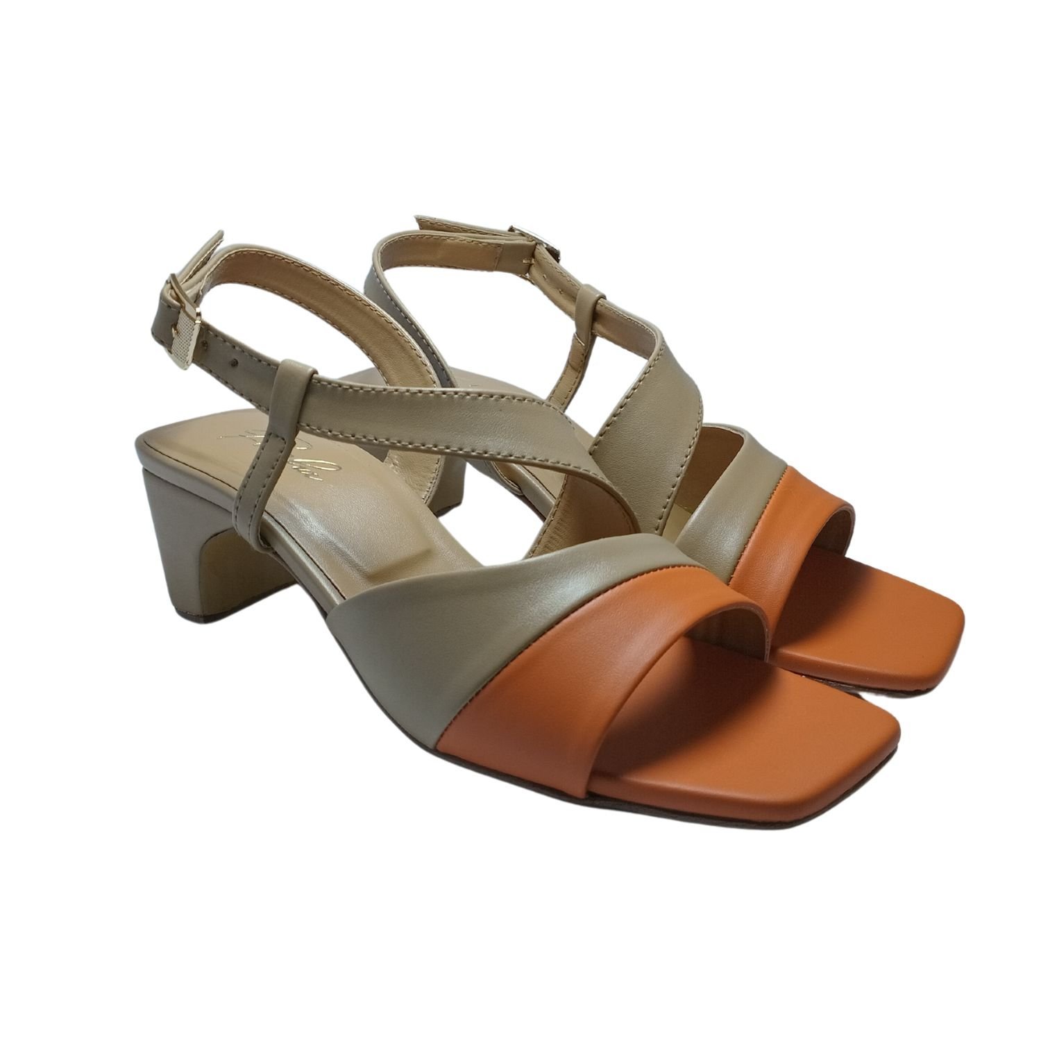 DOUBLE TONED FRENCH HEEL | ORANGE & SKIN - Image 4