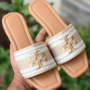 Tory Burch Embroidery Flat Slipper - Beige / 36