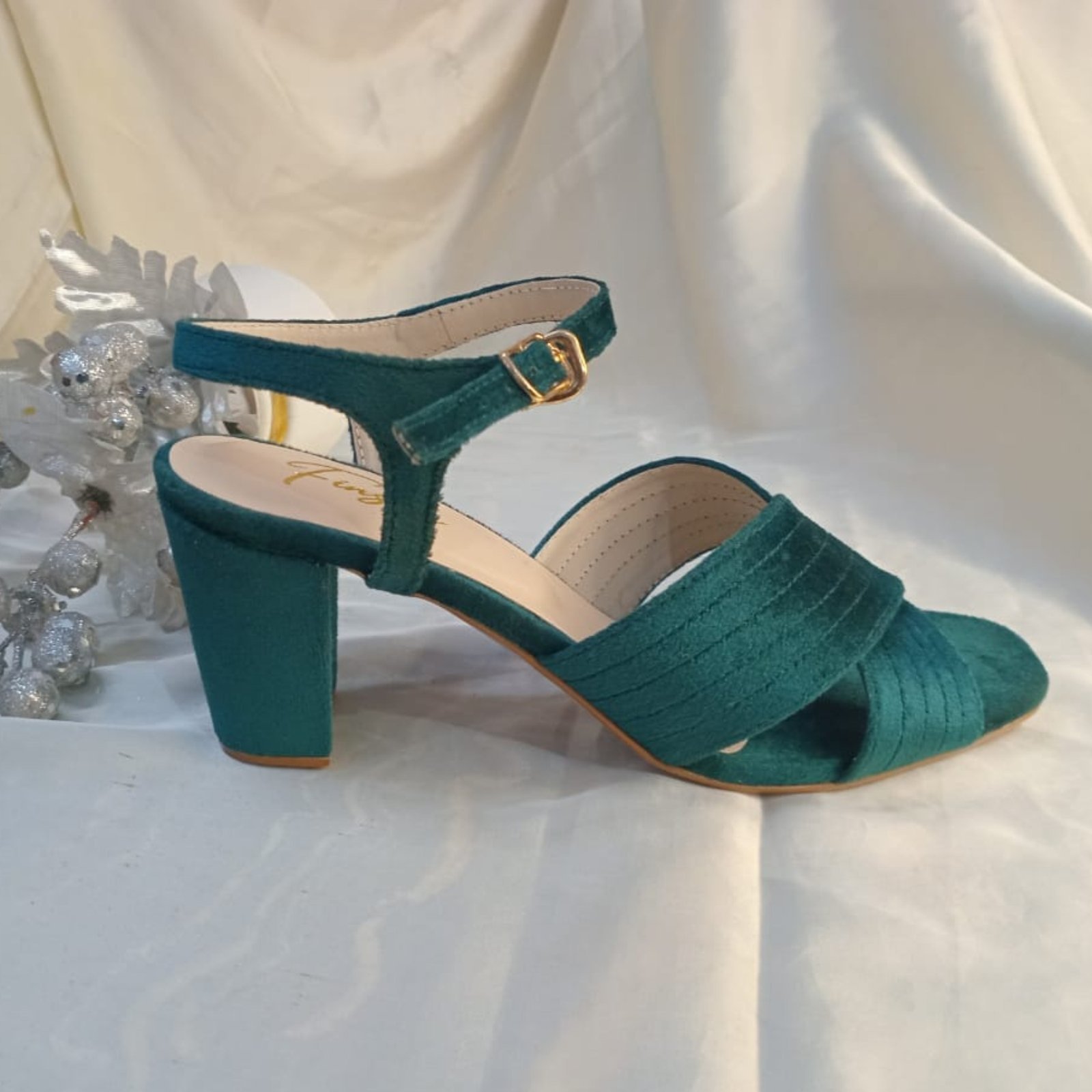 WOODEN BLOCK SANDAL | TEAL GREEN