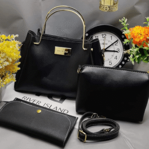 Fashion House Standard Hand bag 3 pcs Black Color