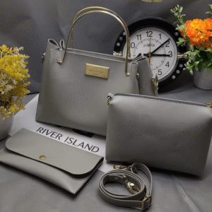 Fashion House Standard Hand bag 3 pcs Grey Color
