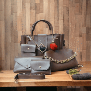 Fashion House 5 PCs Bag Dark Brown Color