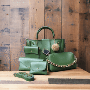 Fashion House 5 PCs Bag Green Color