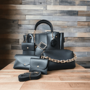 Fashion House 5 PCs Bag Black Color