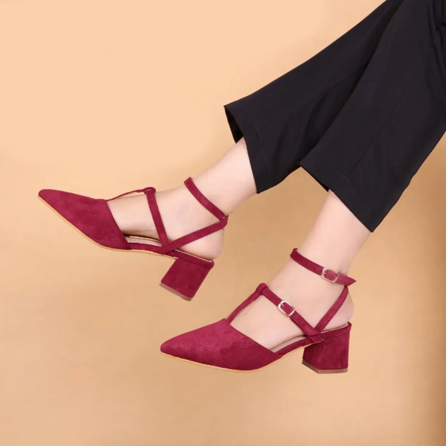 CLASSY HEEL SANDAL | MAROON - Image 2