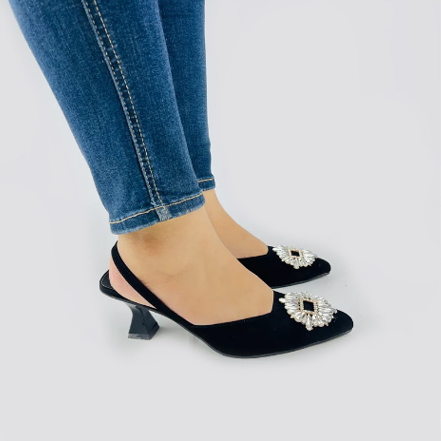 DAISY HEEL SANDAL | BLACK