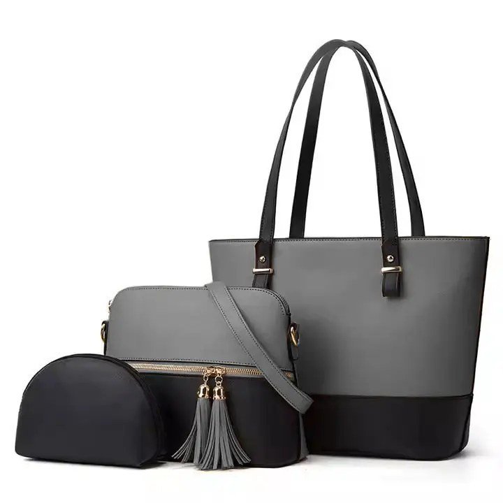 Eliza 3 PCs Tote bag Black and grey Color