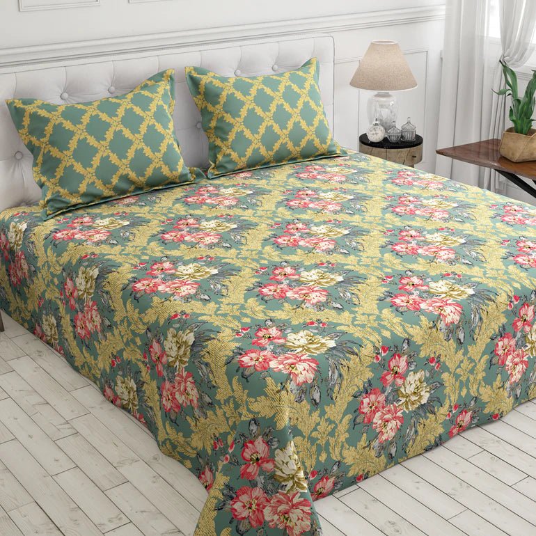 3 Pcs Cotton Bedsheet- Elachii (Premium)