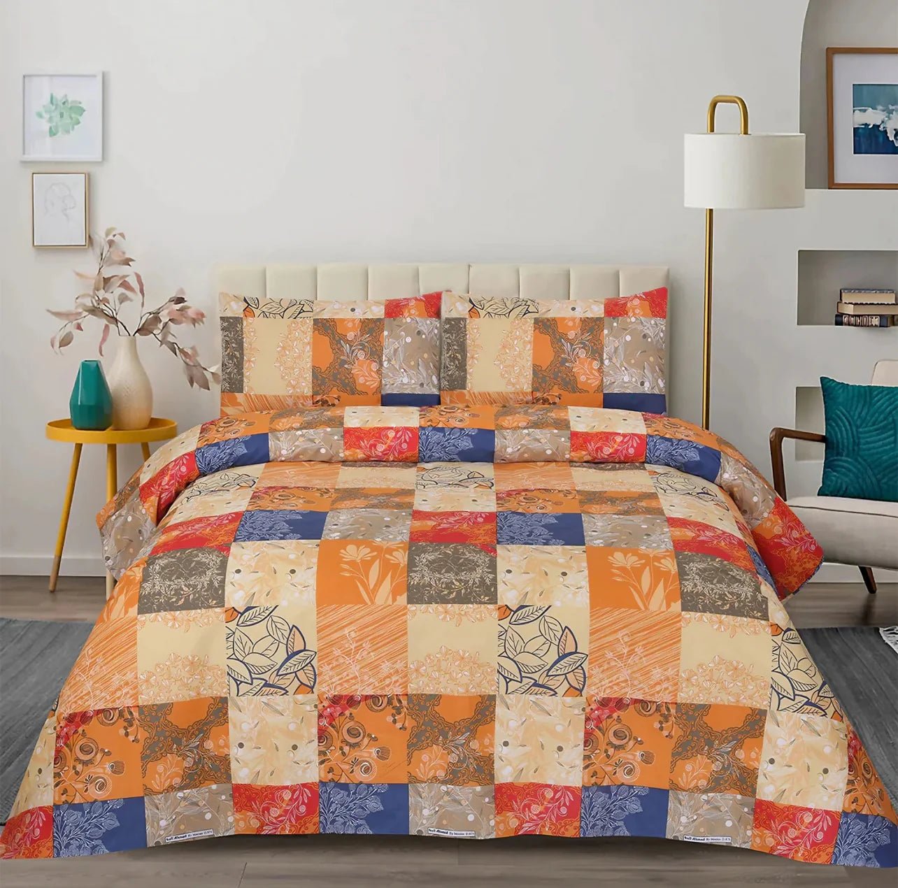 3 Pcs Cotton Bedsheet- 1236 (Premium)