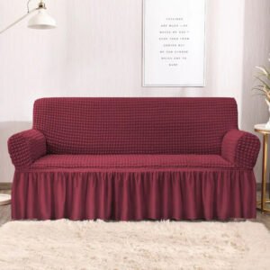 RUFFELED SUR SUCKER TURKISH SOFA COVER - Maroon