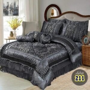 Luxury Fitted Razai 14 PCS Bridal Set Black Silver