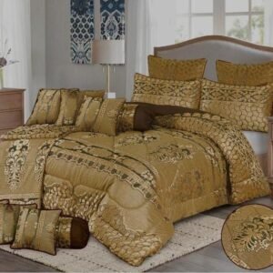 Luxury Fitted Razai 14 PCS Bridal Set Golden
