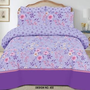 3 Pcs Cotton Bedsheet-Pure Purpole (Premium)