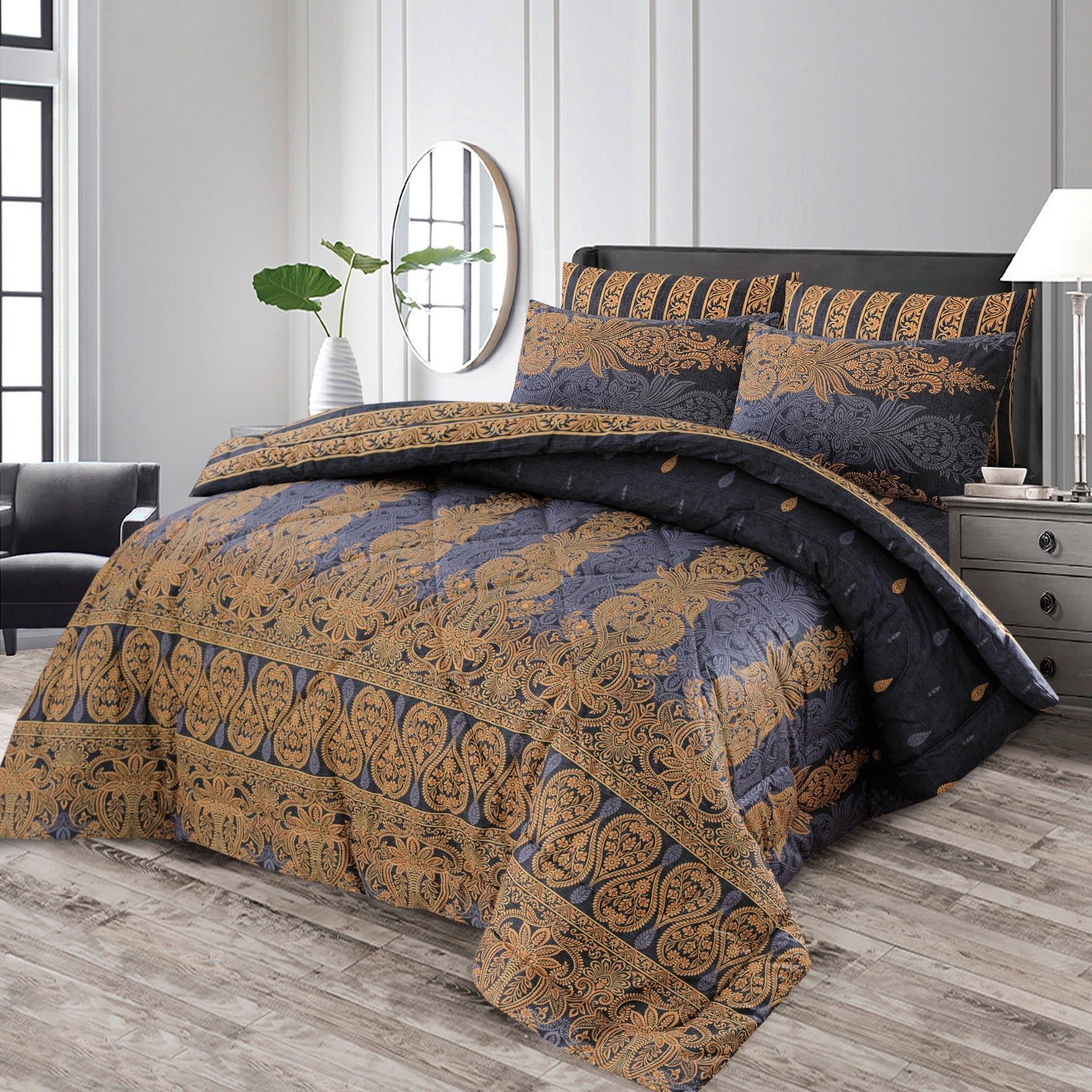 Double Bed 6 pc Winter Razai Set (Heavy Filling) RZ-94