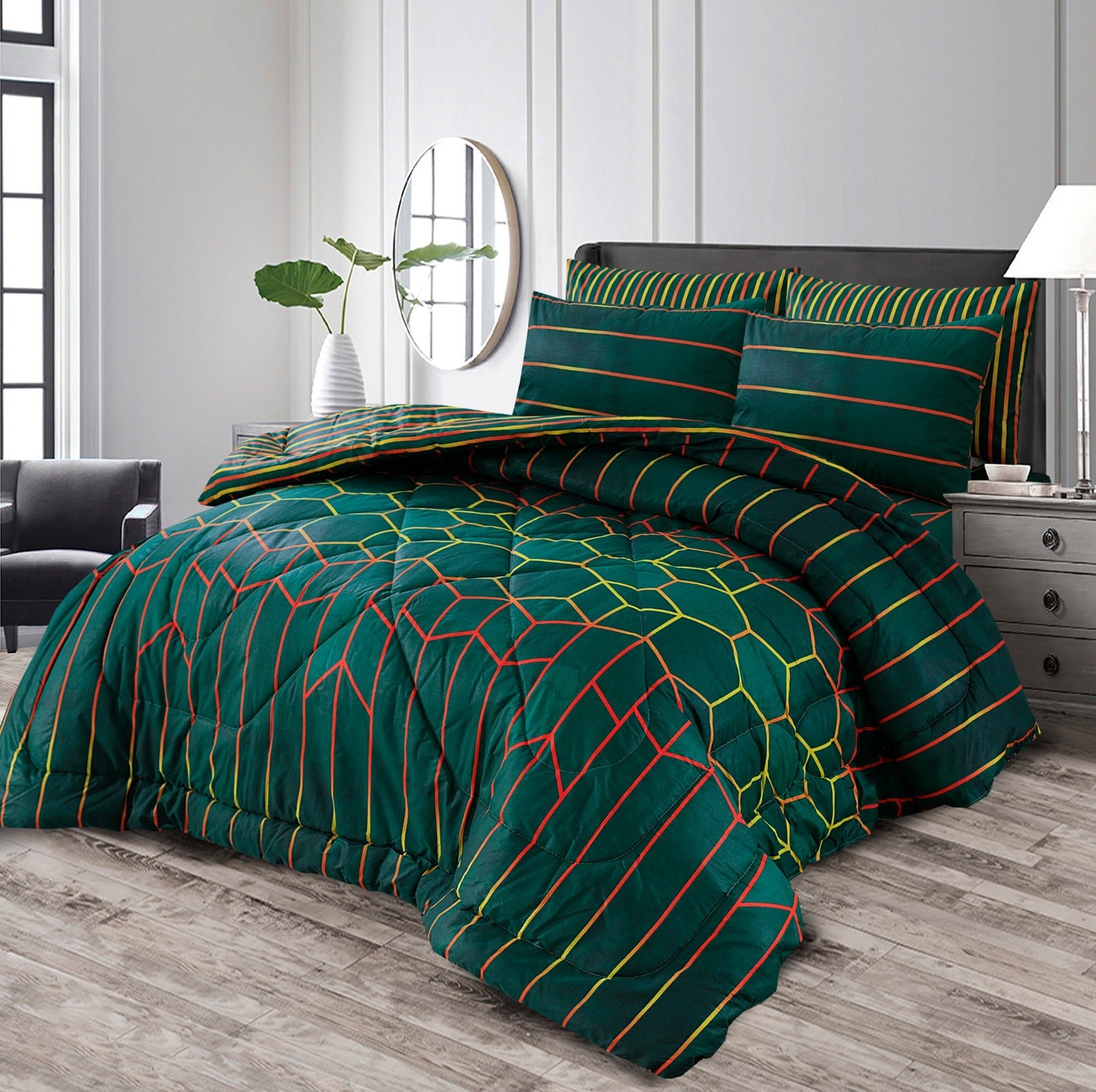 Double Bed 6 pc Winter Razai Set (Heavy Filling) RZ-10