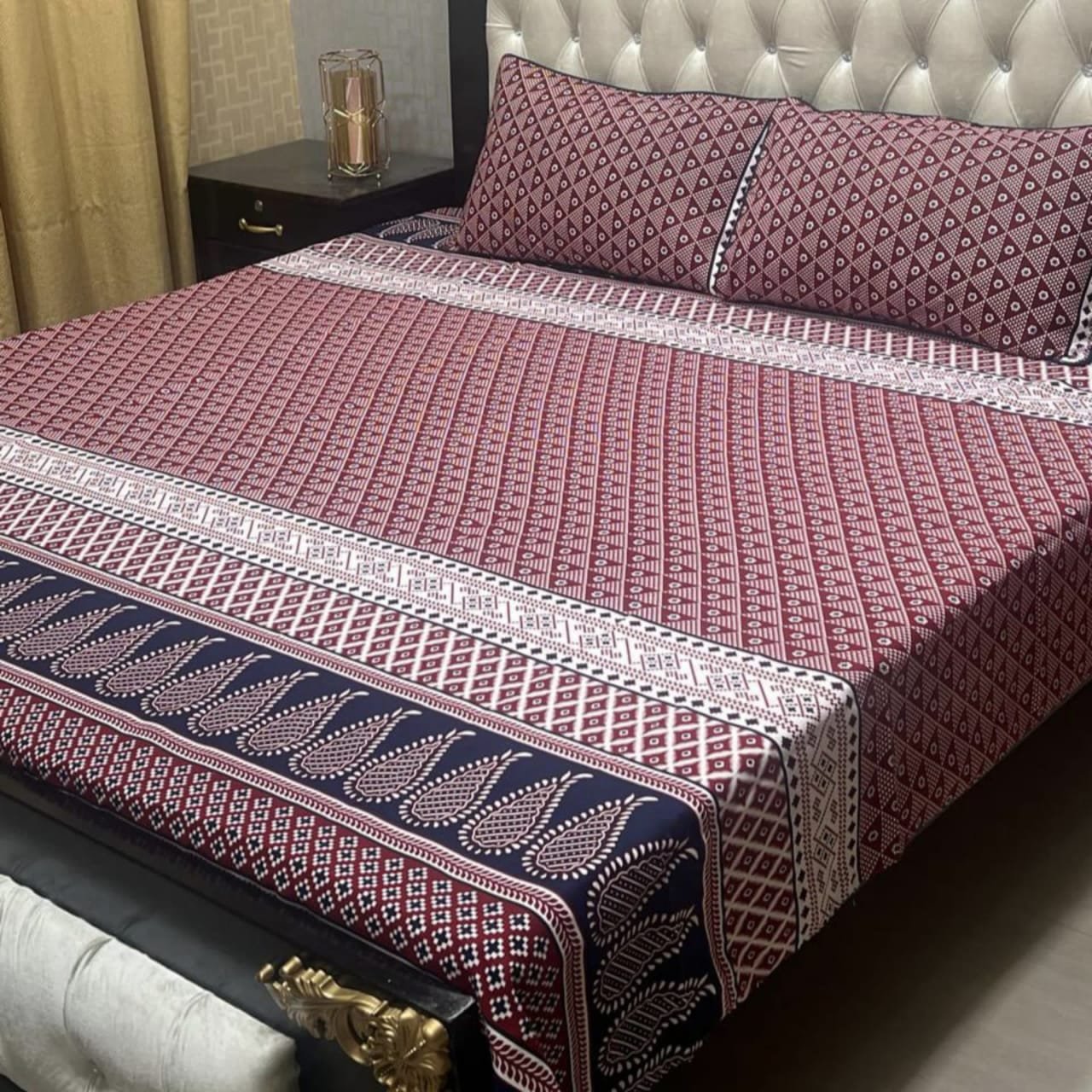 3 Pcs Cotton Bedsheet- XARA 7655-3320 (Premium)