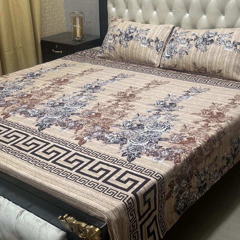 3 Pcs Cotton Bedsheet- XARA 7655-3337 (Premium)