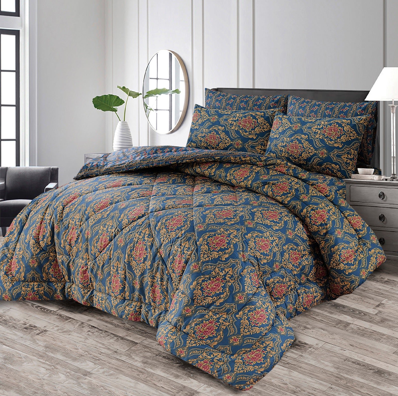 Double Bed 6 pc Winter Razai Set (Heavy Filling) RZ-15